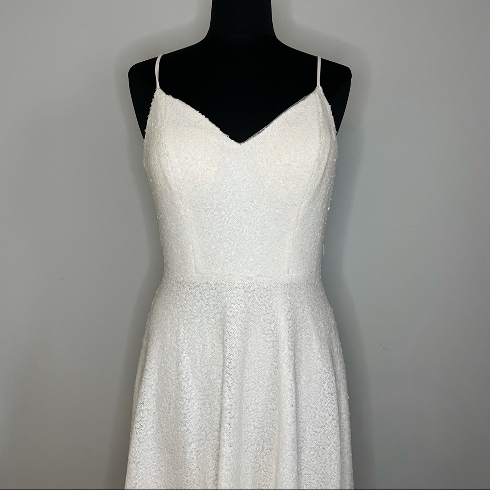 Christina Wu | Ivory Sequin Short Formal Dress